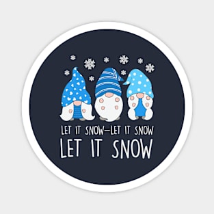 Blue and White Let It Snow Gnomes Magnet